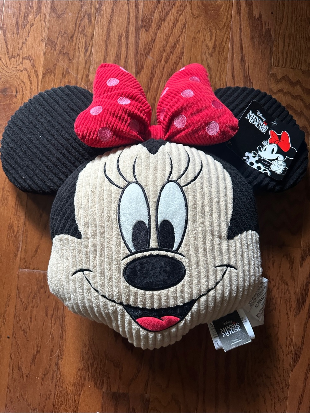 Disney Minnie Mouse Plush Face Pillow in Black, Cream & Red